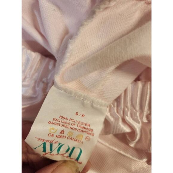 80s Vintage Deadstock Satin Lace Avon Pj Set Pale Pink Bow Size Small - Picture 8 of 8